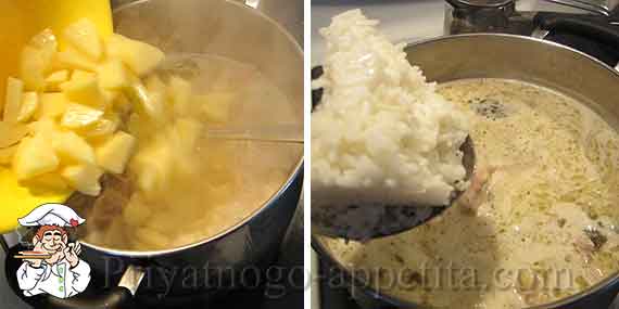 картошка и рис для супа