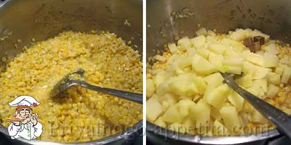 кукуруза и картошка в кастрюле