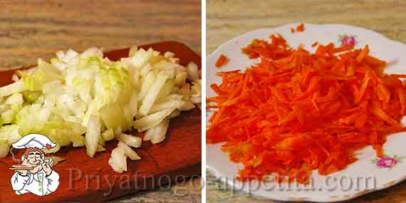 резаный лук с морковью