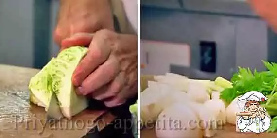 Резаная капуста и лук