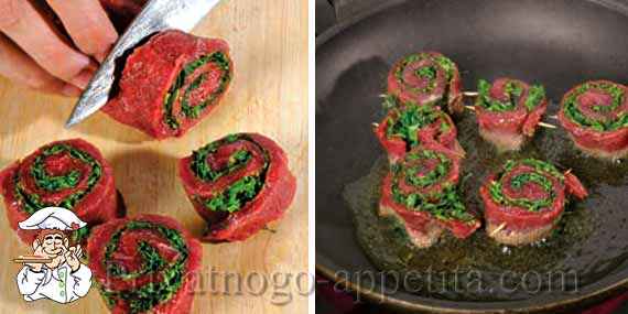 мясные рулеты на сковороде