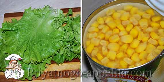 зеленый салат и куркуруза