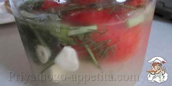 мутный рассол в банке с помидорами
