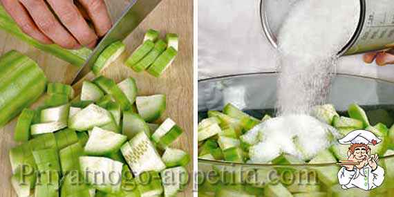 резаные кабачки с сахаром