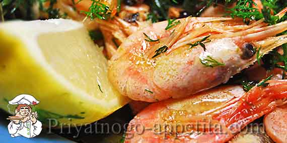 вкусные вареные креветки