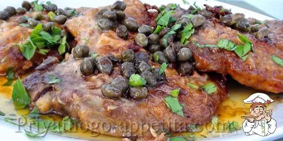 Зразы говяжьи с каперсами и грейпфрутовым соком